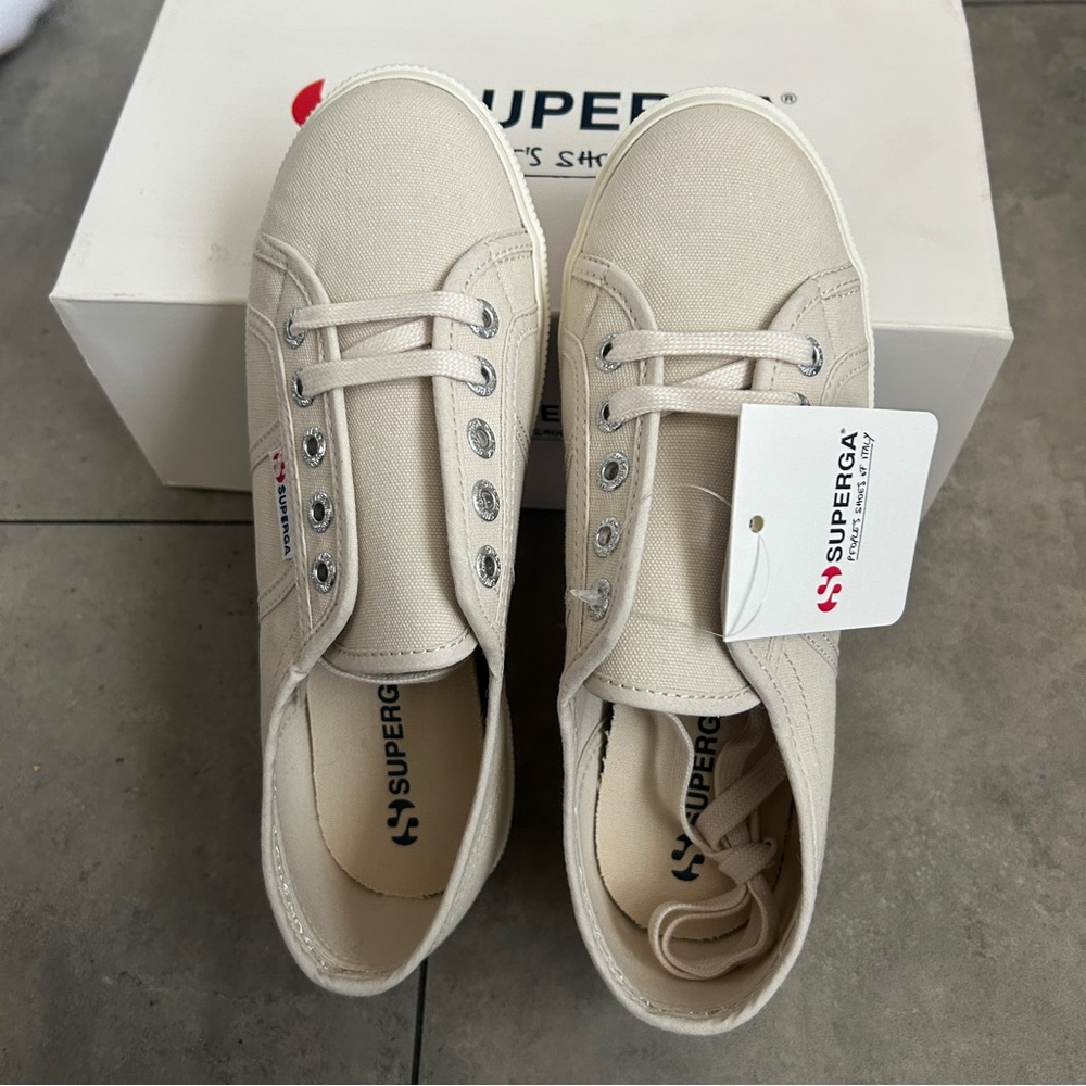 NEW Superga 2950 Cotu sneakers beige neutral 37 euro or 6.5 usa - Picture 5 of 8